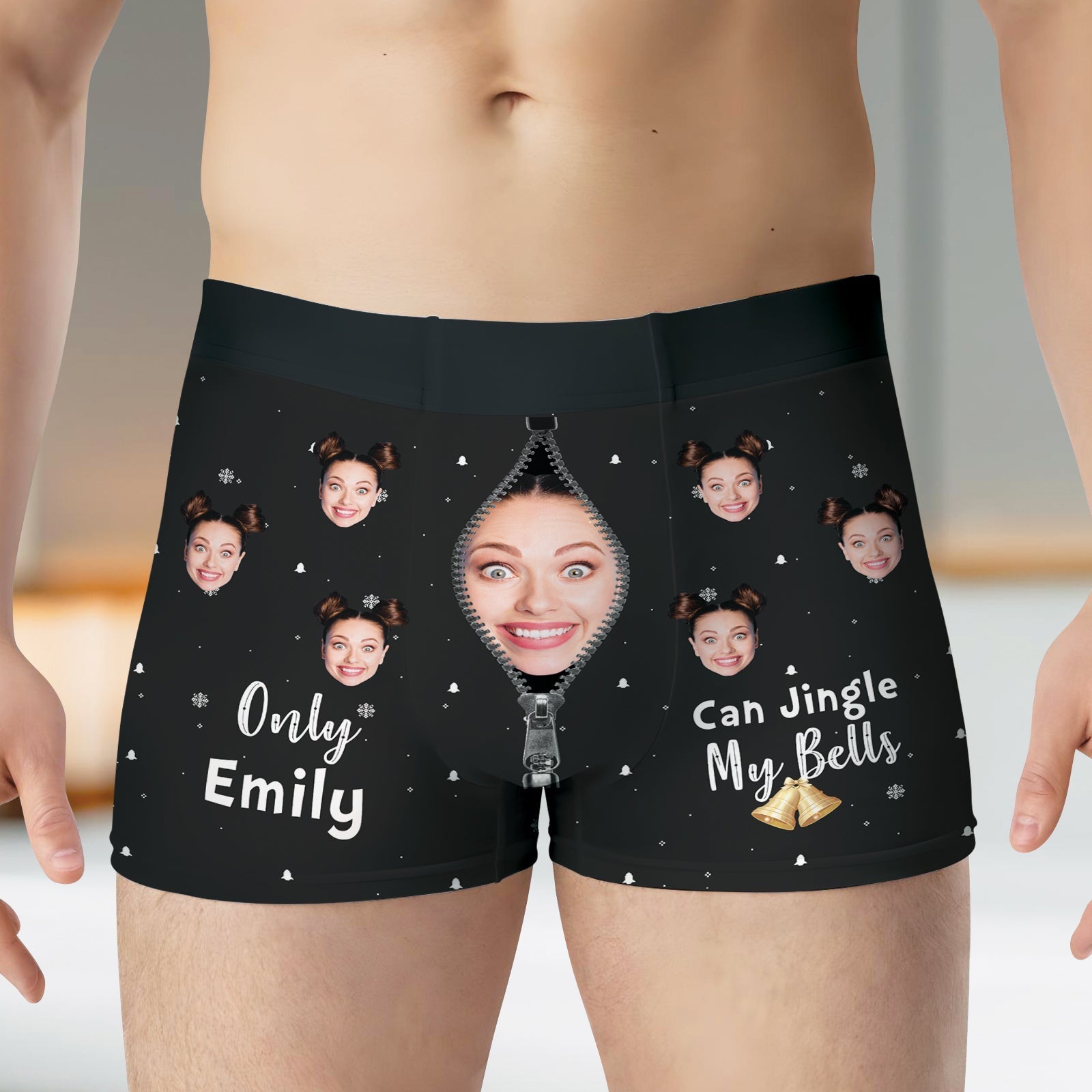 Personalized couple boxer featuring fun designs and custom faces for a unique gift