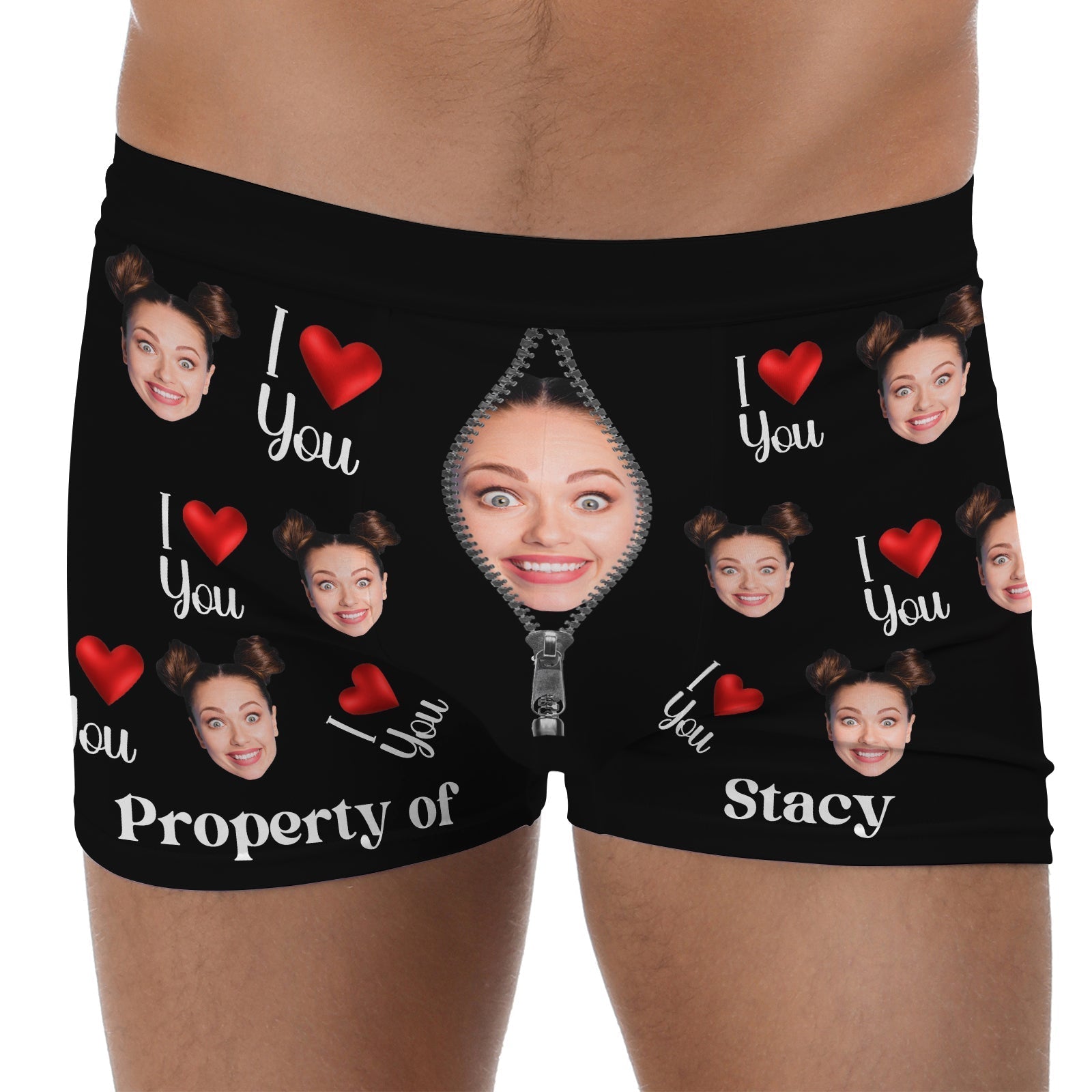 Personalized couple boxer featuring fun graphics and heartfelt messages for couples