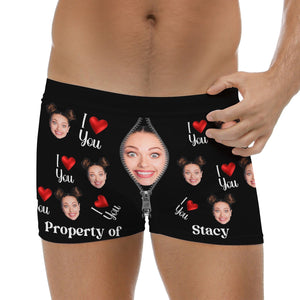 Personalized couple boxer with fun faces and text for a quirky gift idea