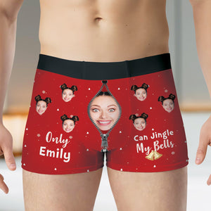 Personalized couple boxer featuring faces and text for a fun holiday gift