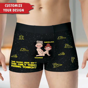 Personalized couple boxers featuring custom designs and playful graphics for unique gifting