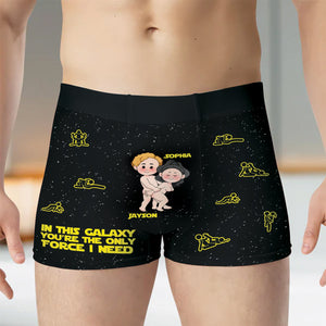 Personalized couple boxers featuring cartoon characters and a playful message for a unique gift