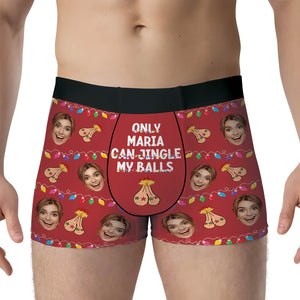 Personalized couple boxers featuring festive design and custom text for a fun gift