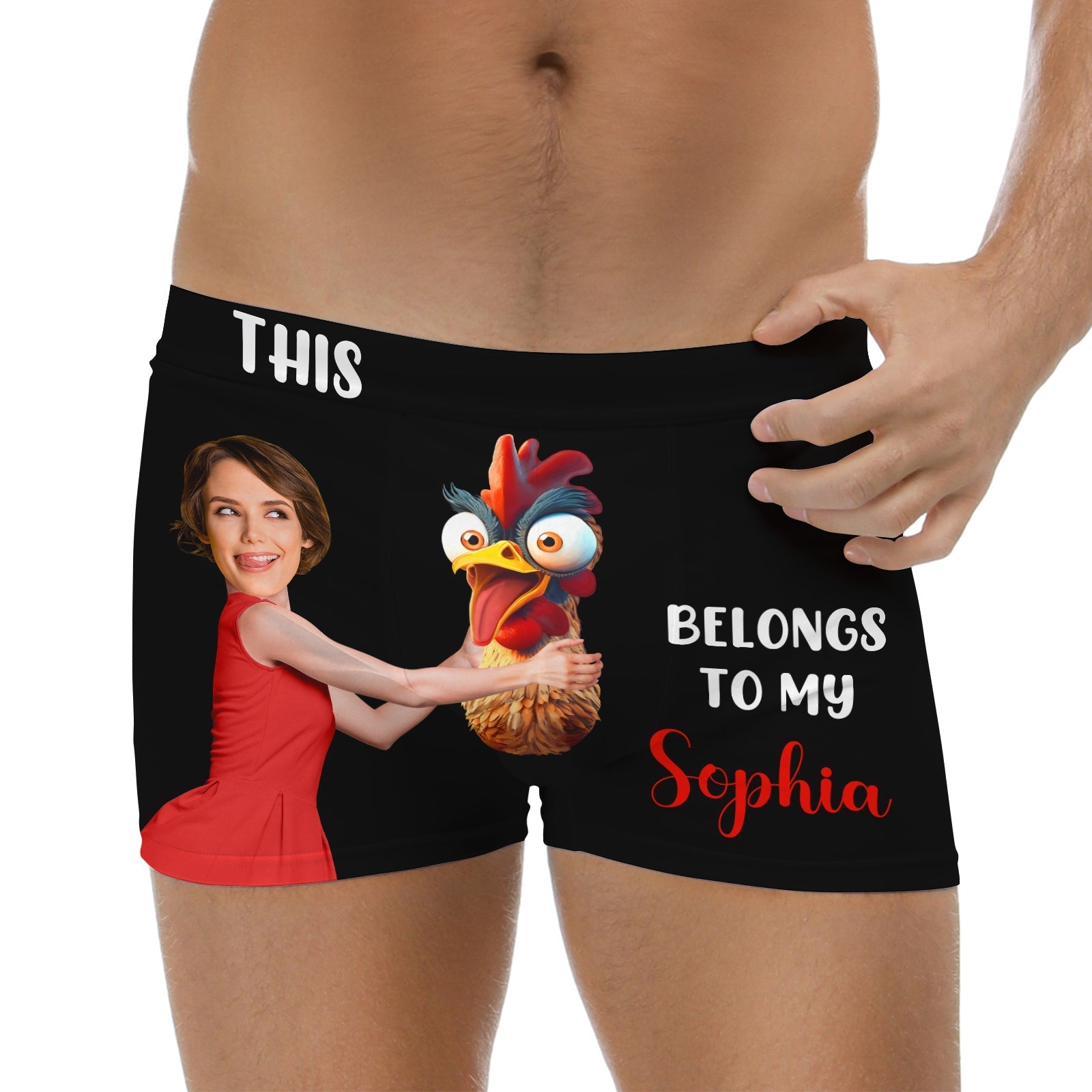 Personalized couple boxers featuring a fun graphic and custom text for a unique gift