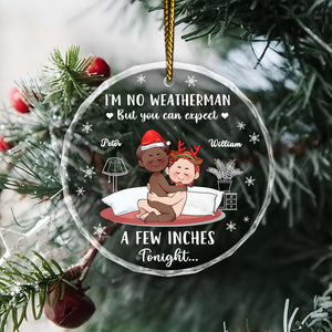 Personalized couple Christmas ornament featuring a playful design with names Peter and William