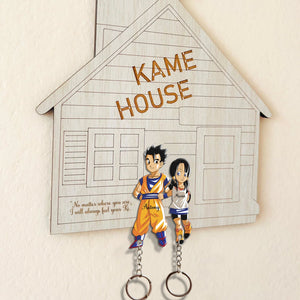 Personalized couple key holder with Kame House design featuring two cartoon characters