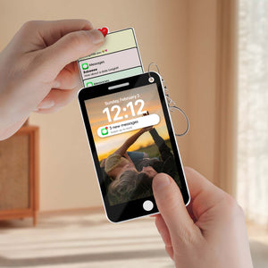 Personalized couple keychain displayed with phone notification and heart symbol, perfect for gifts