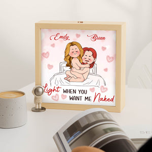 Personalized couple lamp box featuring cartoon couple with custom names for romantic home decor