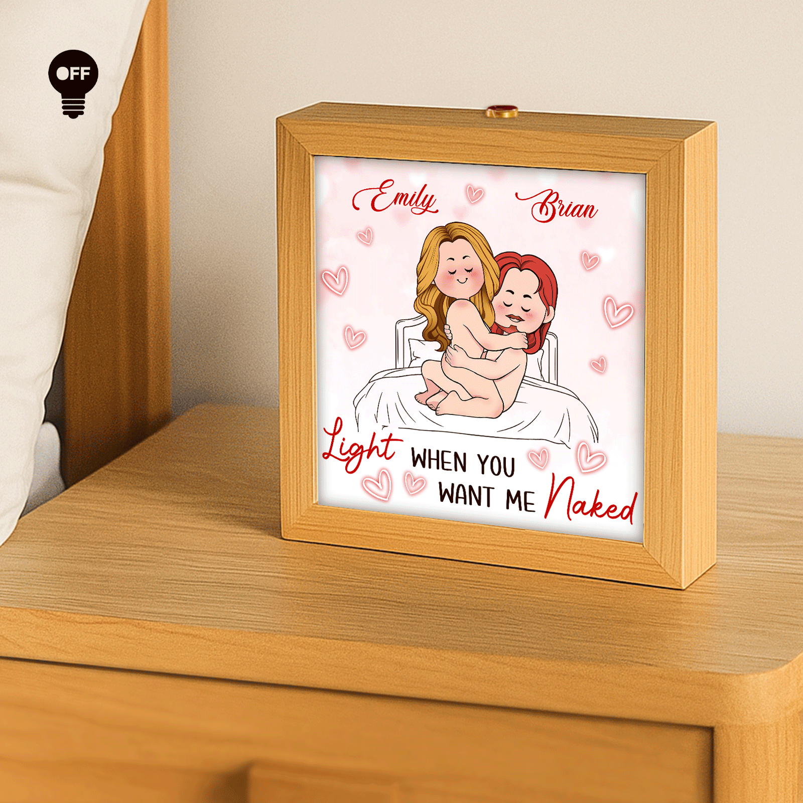 Personalized couple lamp box with names Emily and Brian for a unique home decor gift