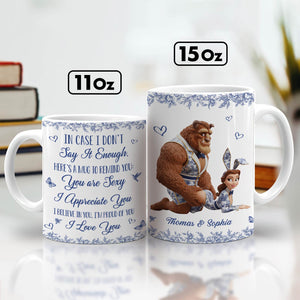Personalized couple mug featuring sweet messages and cartoon characters for memorable gifting
