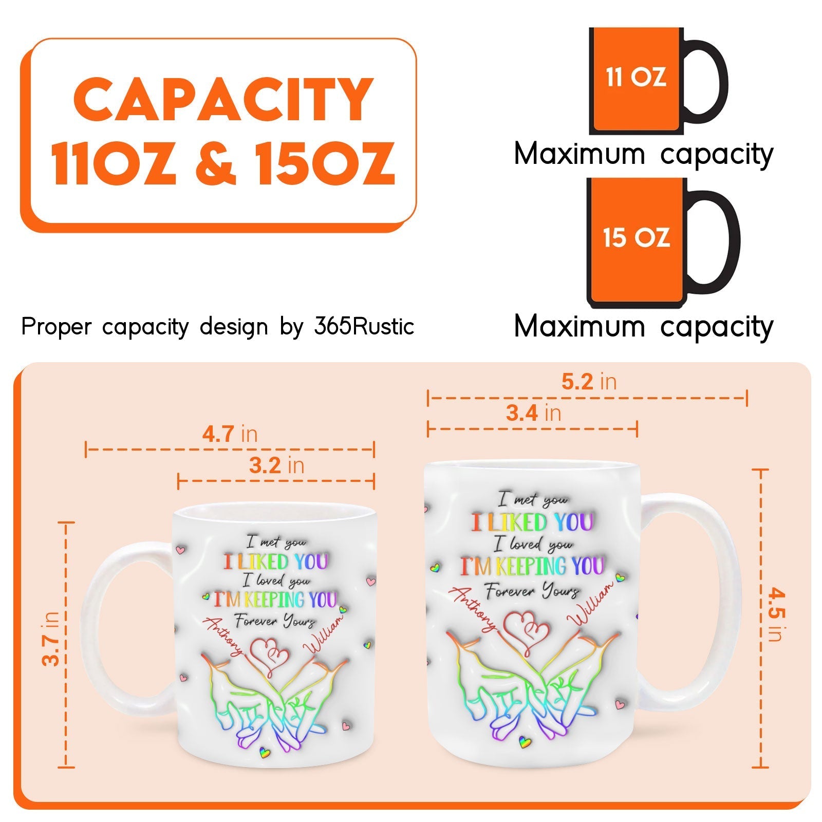 Personalized couple mug featuring heartfelt message and unique design, available in 11oz and 15oz sizes