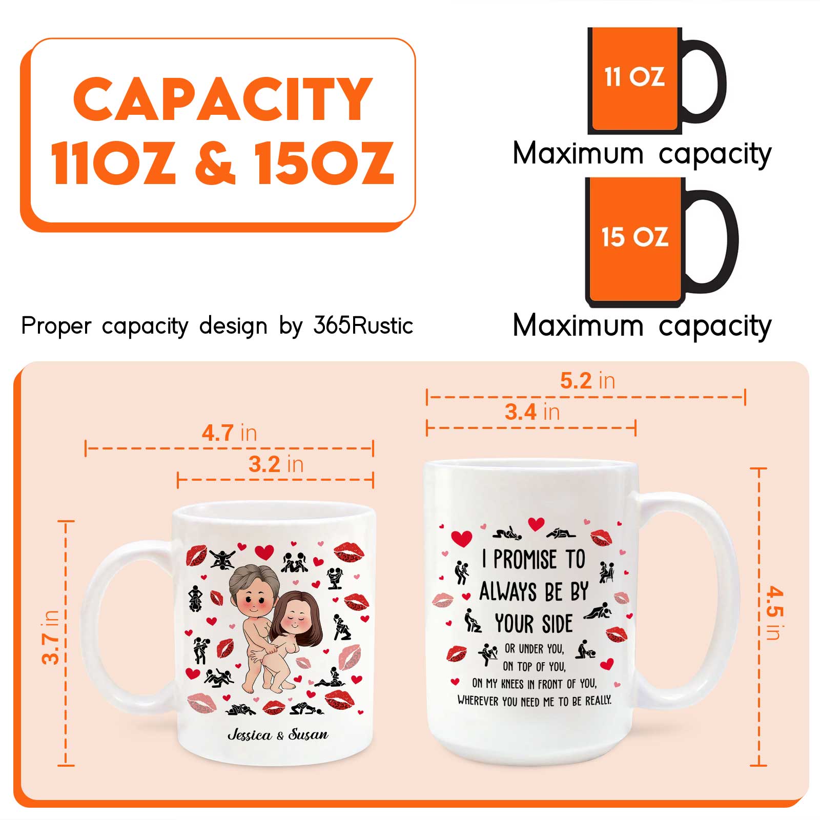 Personalized couple mug with custom design featuring names and romantic quote for couples