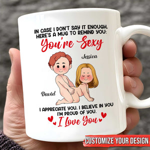 Personalized couple mug featuring custom names and a romantic message for gift giving