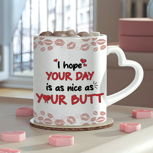 365Gifty personalized couple mug with heart-shaped handle and humorous red and black text design