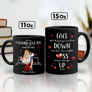 Personalized couple mug in two sizes featuring romantic designs and heartfelt messages