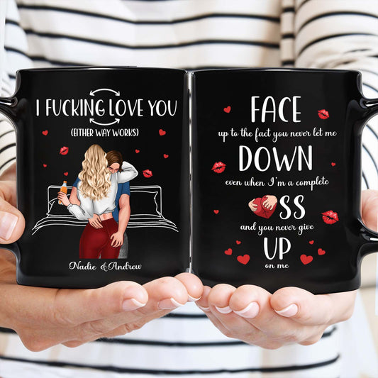 Personalized couple mug featuring romantic design with sweet messages for couples