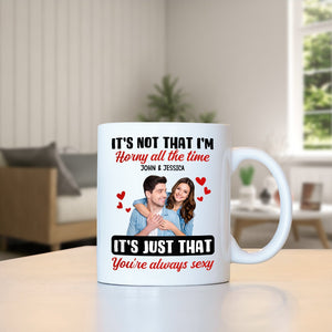 Personalized couple mug featuring a playful design with names John and Jessica for couples celebrating love