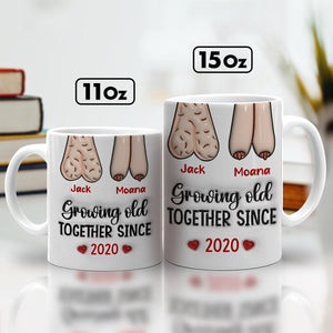 Personalized couple mug featuring humorous design and customizable names for special occasions