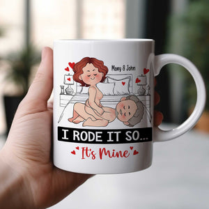 Personalized couple mug featuring playful cartoon design with names for couples