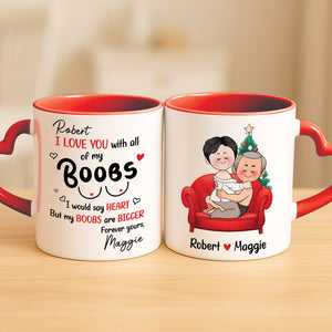 Personalized couple mug with fun text and cute illustration for gifting to loved ones