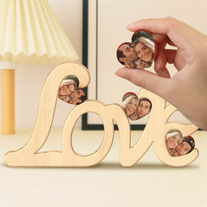 365Gifty wooden love photo frame with removable hearts showcasing personalized couple photo