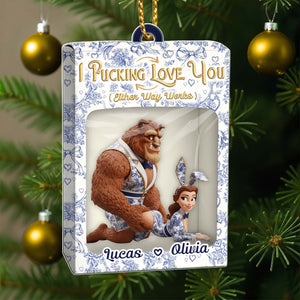 Personalized couple toy box featuring Beast and Belle, decorated with love-themed design