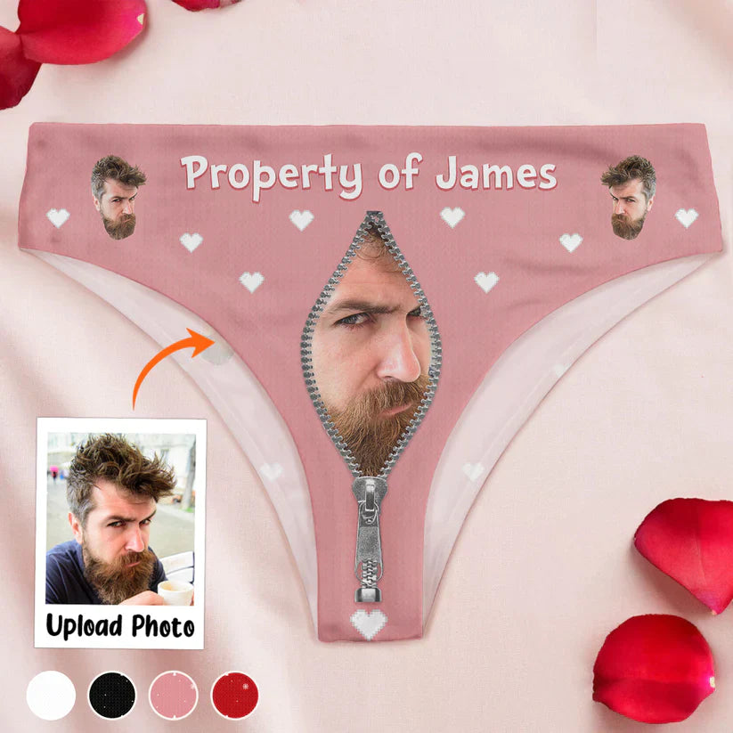 Personalized couple underwear featuring a zipper design and custom photo for unique gifts