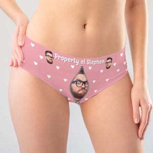 Personalized couple underwear featuring custom design with playful graphics and hearts