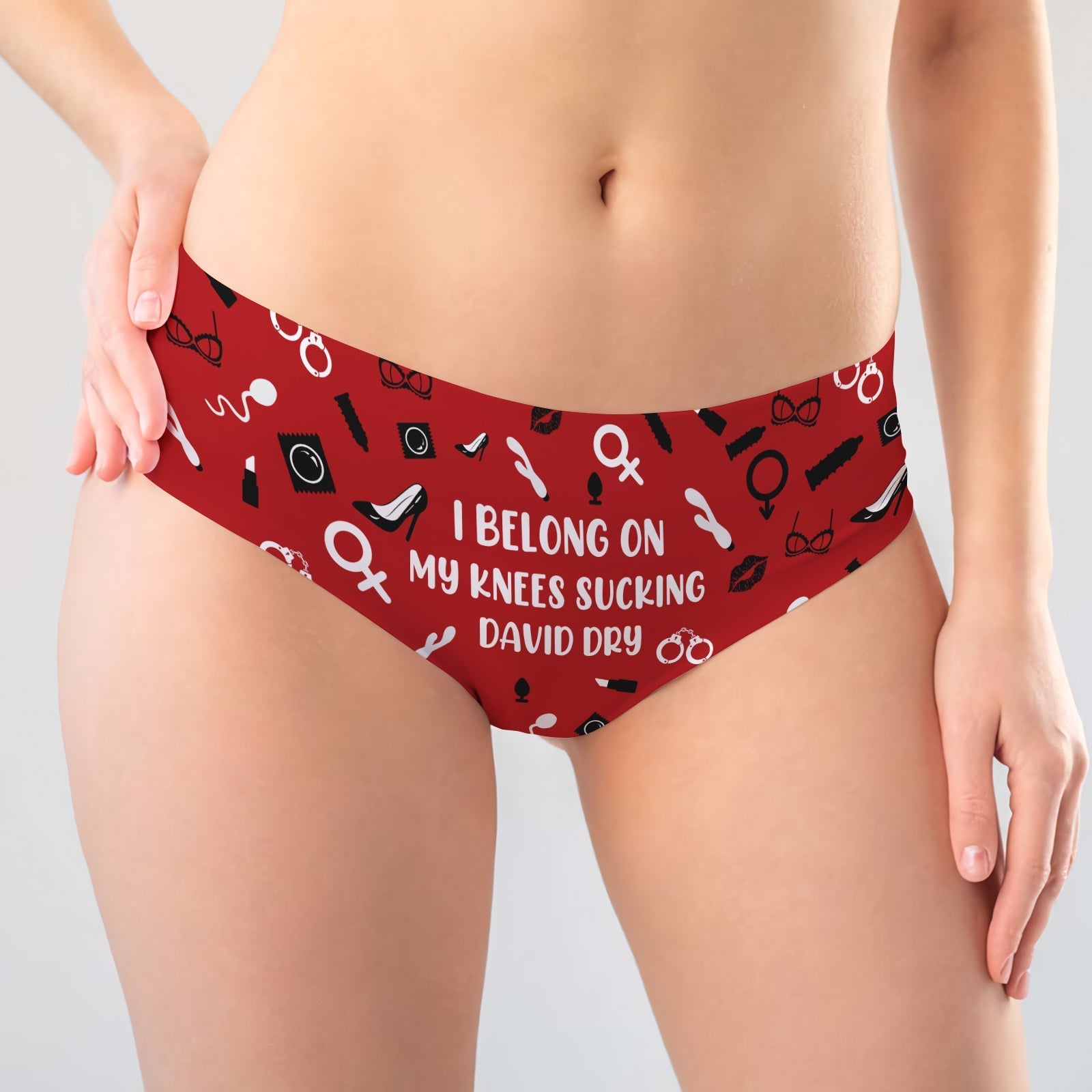 Personalized couple underwear with playful text design, perfect for intimate gifting from 365Gifty