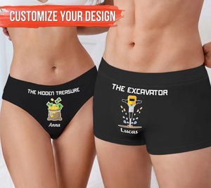Personalized couple underwear set featuring custom designs and names for couples