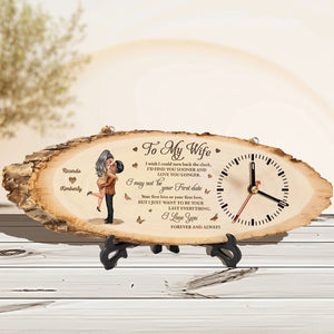365Gifty personalized couple wooden clock with romantic wife message and cartoon couple design