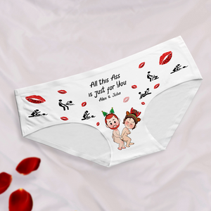 Personalized couples underwear with custom text and playful graphics for a fun gift