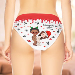 Personalized couples underwear featuring custom illustration and playful text for a romantic gift
