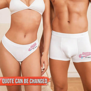 Personalized couples underwear set featuring customizable quotes for matching comfort and style