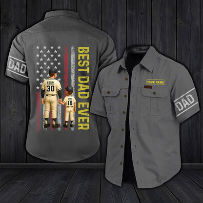 365Gifty personalized dad cargo shirt with best dad ever design and customizable name patches