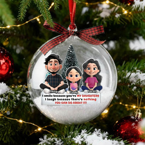 Personalized daughter Christmas ornament featuring family illustration with heartfelt message for a unique gift