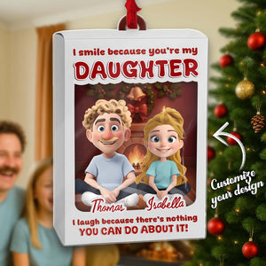 Personalized daughter ornament featuring cartoon characters with customizable design and heartfelt message