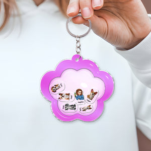 Personalized dog shaking keychain featuring cute animal designs and customizable text