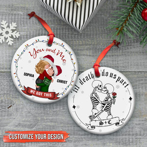 Personalized double-sided ceramic ornament featuring a paw print design with customizable text and photos