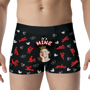 Personalized face underwear for couples featuring playful heart and graphic designs with a fun text