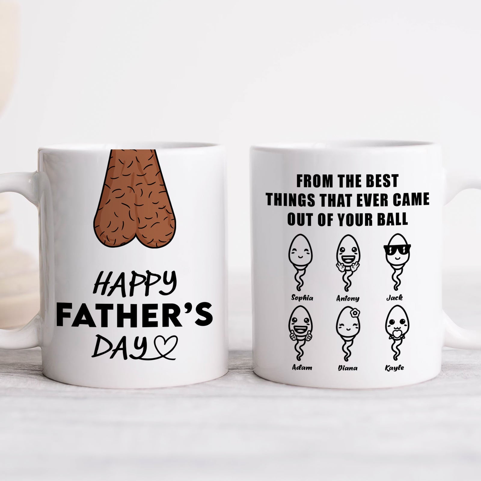 Humorous personalized Father's Day mug with funny graphics and text for dads