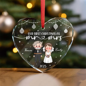 Personalized first Christmas ornament featuring a couple engaged, perfect for holiday decorations