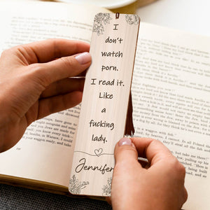 Personalized funny bookmark for women featuring witty quote on a wood design for unique gifting