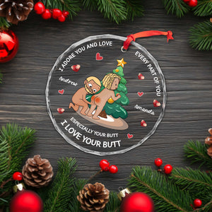 Personalized funny couple ornament with the text I'll Meet You at the Rainbow Bridge on a wooden design