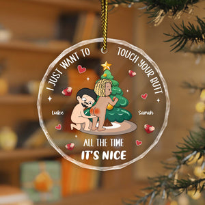 Personalized funny couple ornament featuring a playful design of a couple decorating a Christmas tree