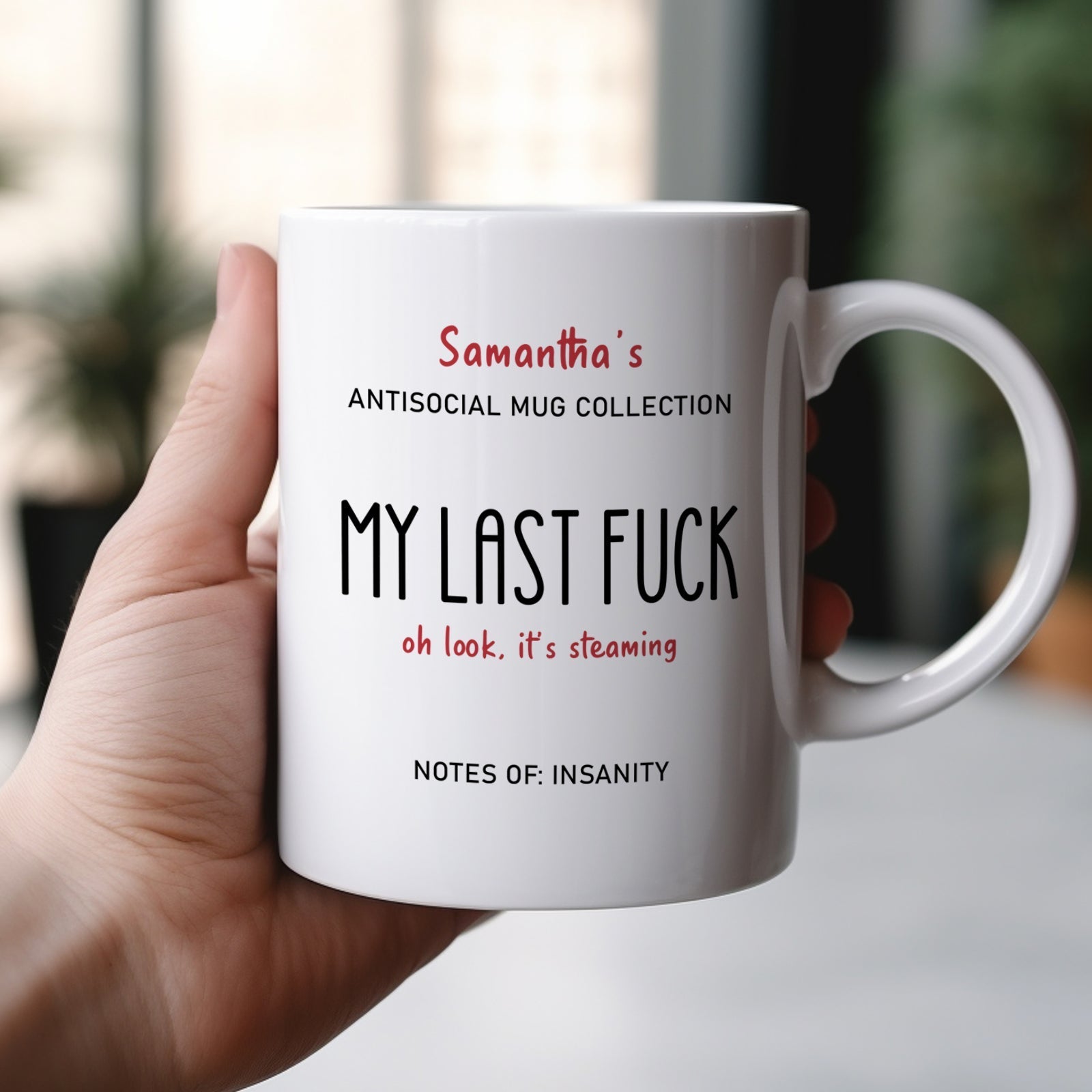 Personalized funny mug with humorous quote and design for a unique gift or collection