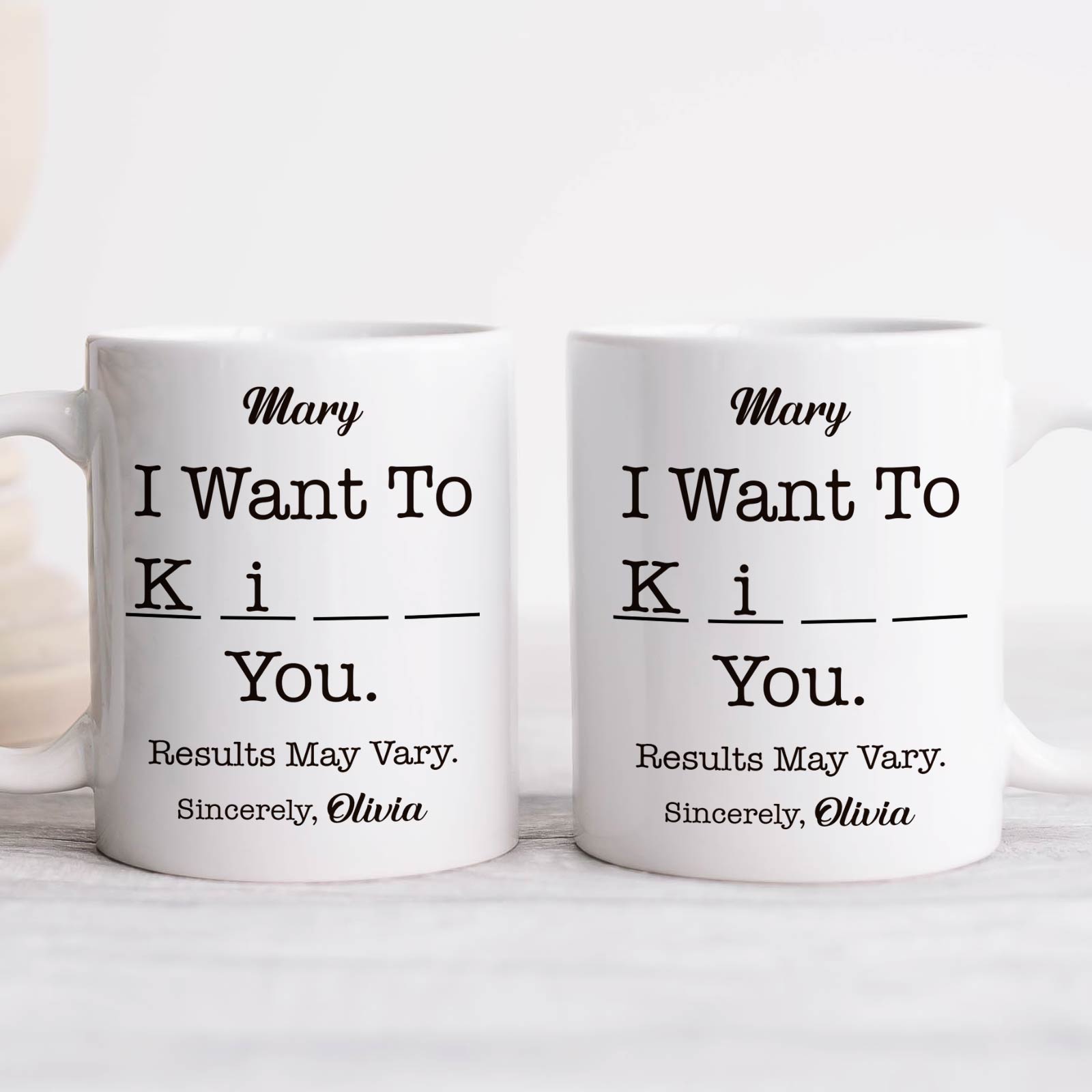 Personalized funny mug for best friends with customizable message and playful design in white ceramic