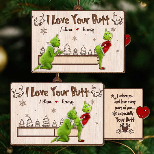 Personalized Grinch Christmas card featuring playful characters and customizable names for festive cheer