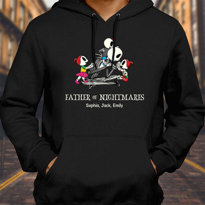Black hoodie featuring skeleton family design with names for personalized halloween mom shirt