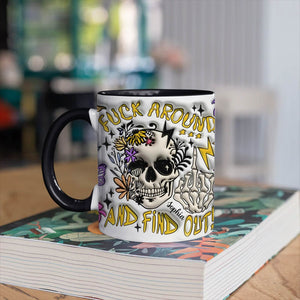365Gifty personalized Halloween mug featuring edgy skull and floral design with bold text